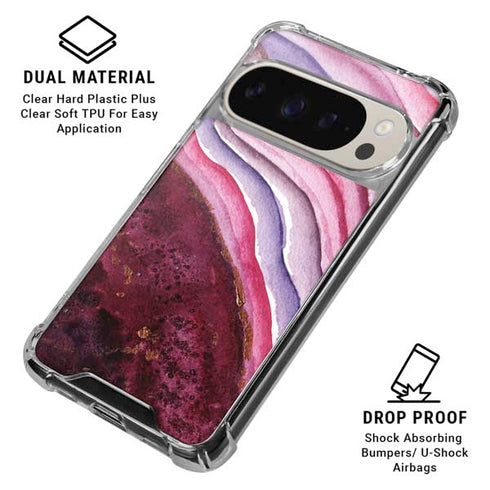 Plum Watercolor Geode Pixel 9/9 Pro Clear Case